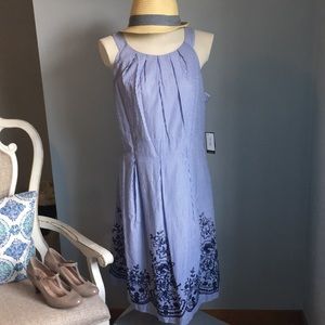 NWT! Nine West Blue and White Embroidered Dress